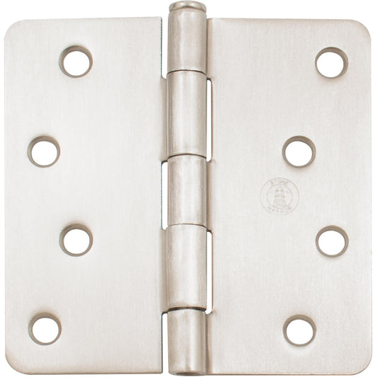 Stone Harbor Hardware Standard Hinge, 4 Inches, 1/4" Radius Corner, Bulk Pack (100 Each), Satin Nickel