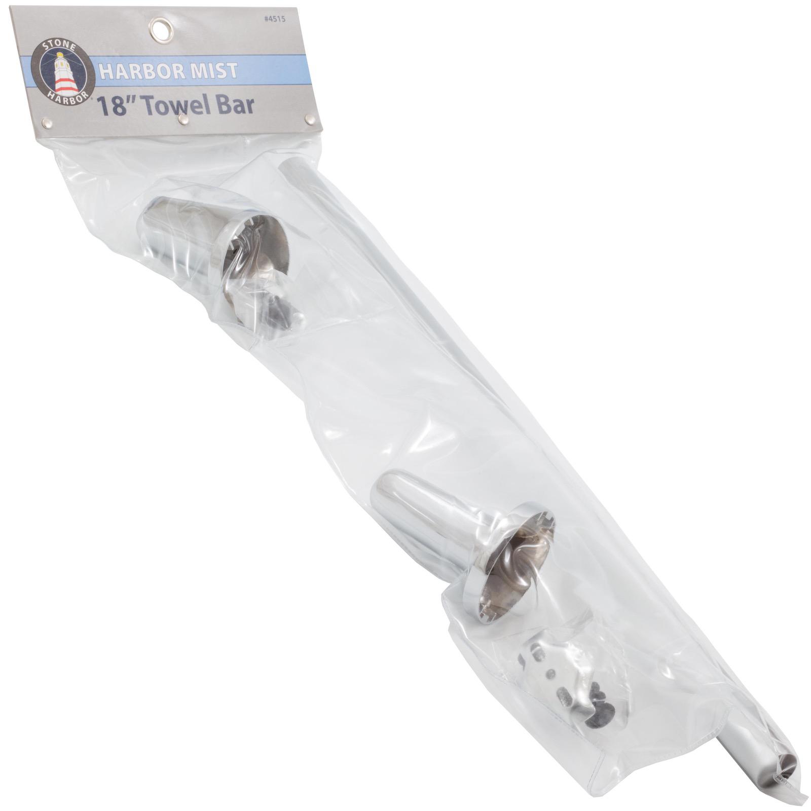 Stone Harbor Hardware Harbor Mist Towel Bar, 18 Inches, Polished Chrome