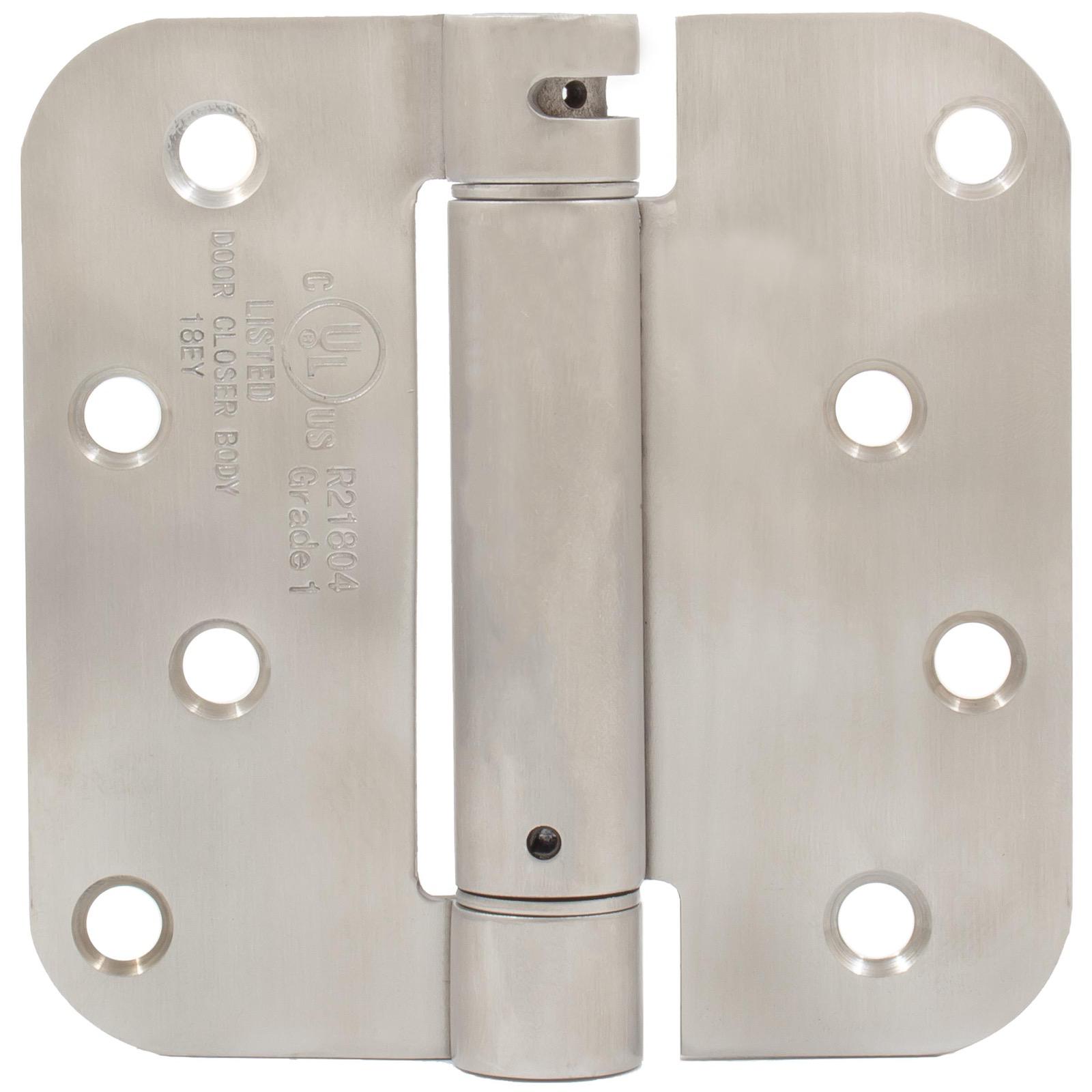 Stone Harbor Hardware Self-Closing Door Hinge, 4 Inches, 5/8" Radius Corner, Satin Stainless Steel