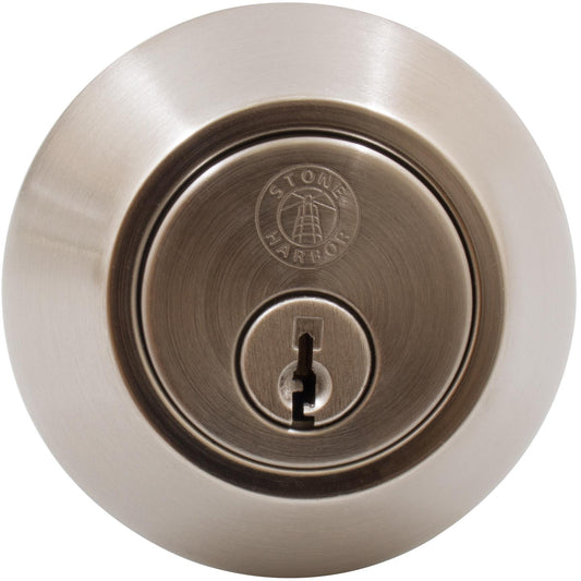 Stone Harbor Hardware Grade 3 Deadbolt, Single Cylinder, SC Keyway, Satin Nickel