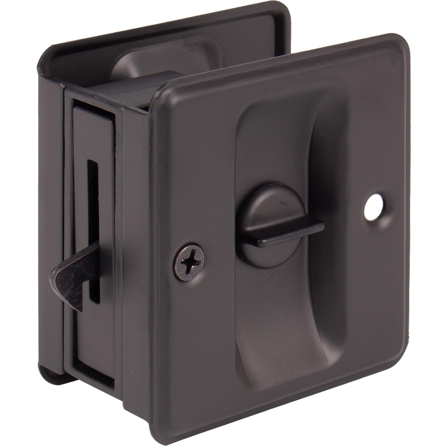 Stone Harbor Hardware Square Pocket Door Lock, Privacy Function, Matte Black
