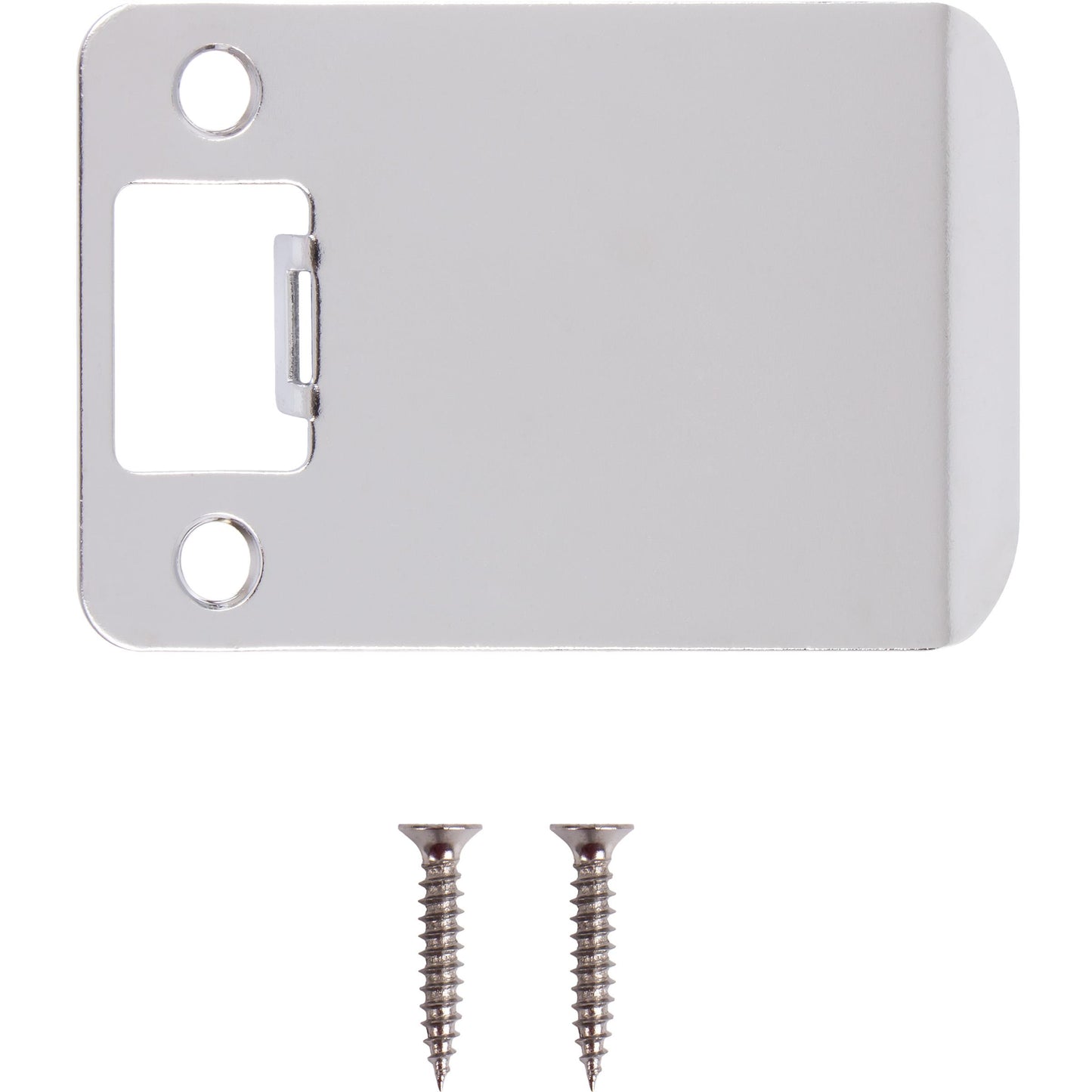 Stone Harbor Hardware Round Corner Extended Lip Strike Plate, 2-1/4" x 3", (3-1/2" Overall Length), Polished Chrome