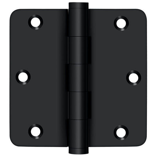 3.5" x 1/4R Solid Brass Hinge 2/pk - Matte Black