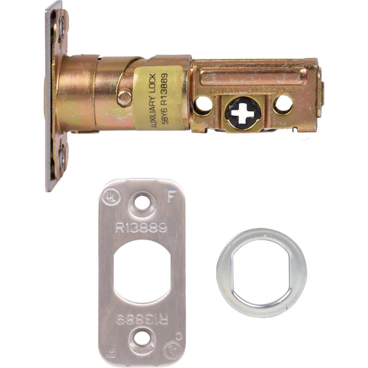 8Q00237 619/626 1" x 2-1/4" Narrow Square Corner Faceplate 2-3/4" UL Deadbolt Latch - Satin Nickel / Satin Chrome