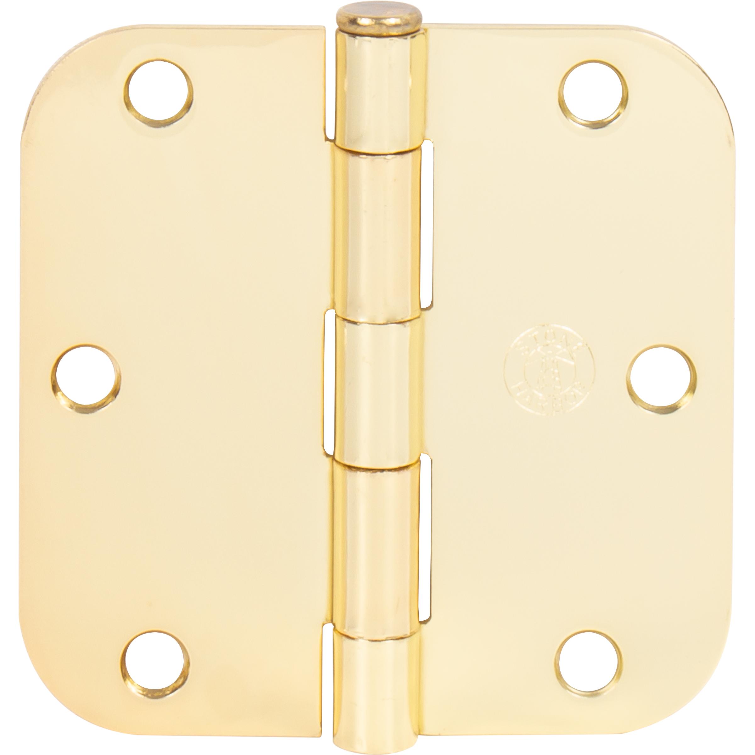Stone Harbor Hardware 3-1/2" Door Hinges, 5/8" Radius Corner, Polished Brass, 2-Pack