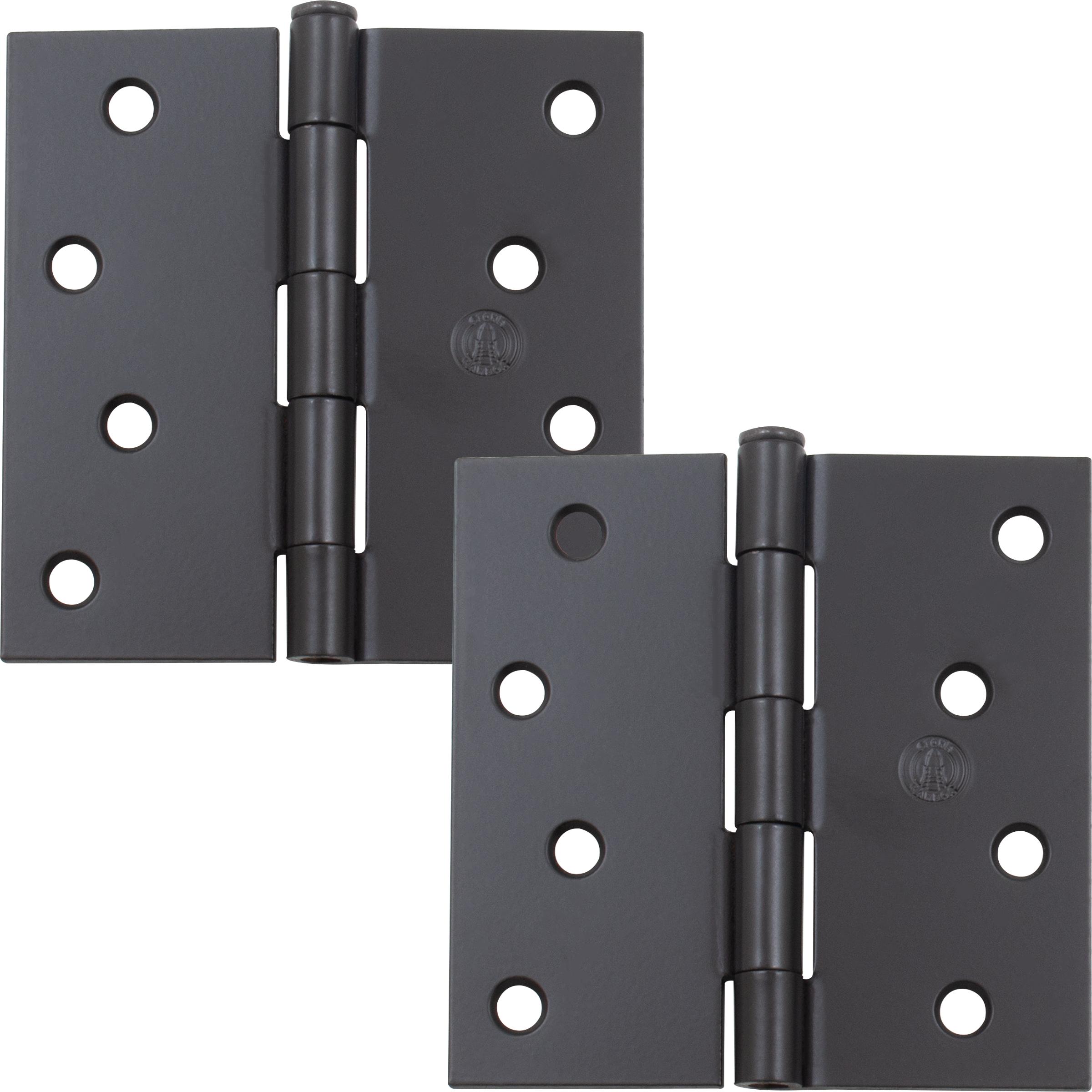 Stone Harbor Hardware 4" Door Hinges, Square Corner, Matte Black, 2-Pack
