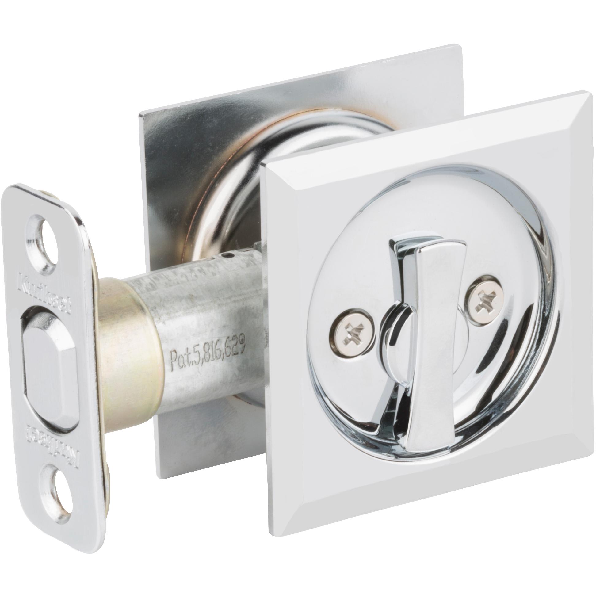 335x26 Square Pocket Door Lock Privacy - Polished Chrome