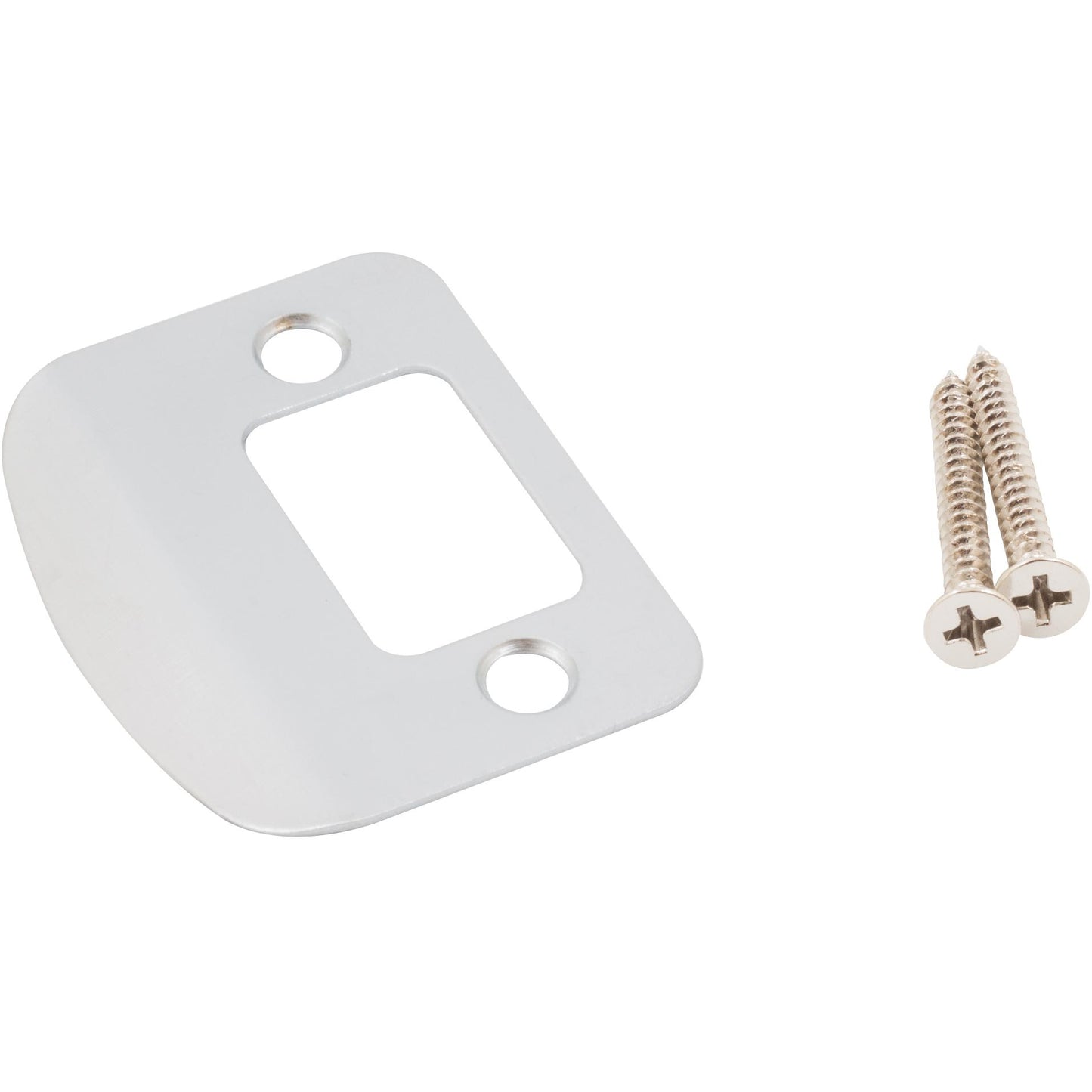 Stone Harbor Hardware Full Lip Round Corner Deadbolt Strike Plate, 2-1/4 Inches, 1-5/8" Center-to-Center, Satin Chrome