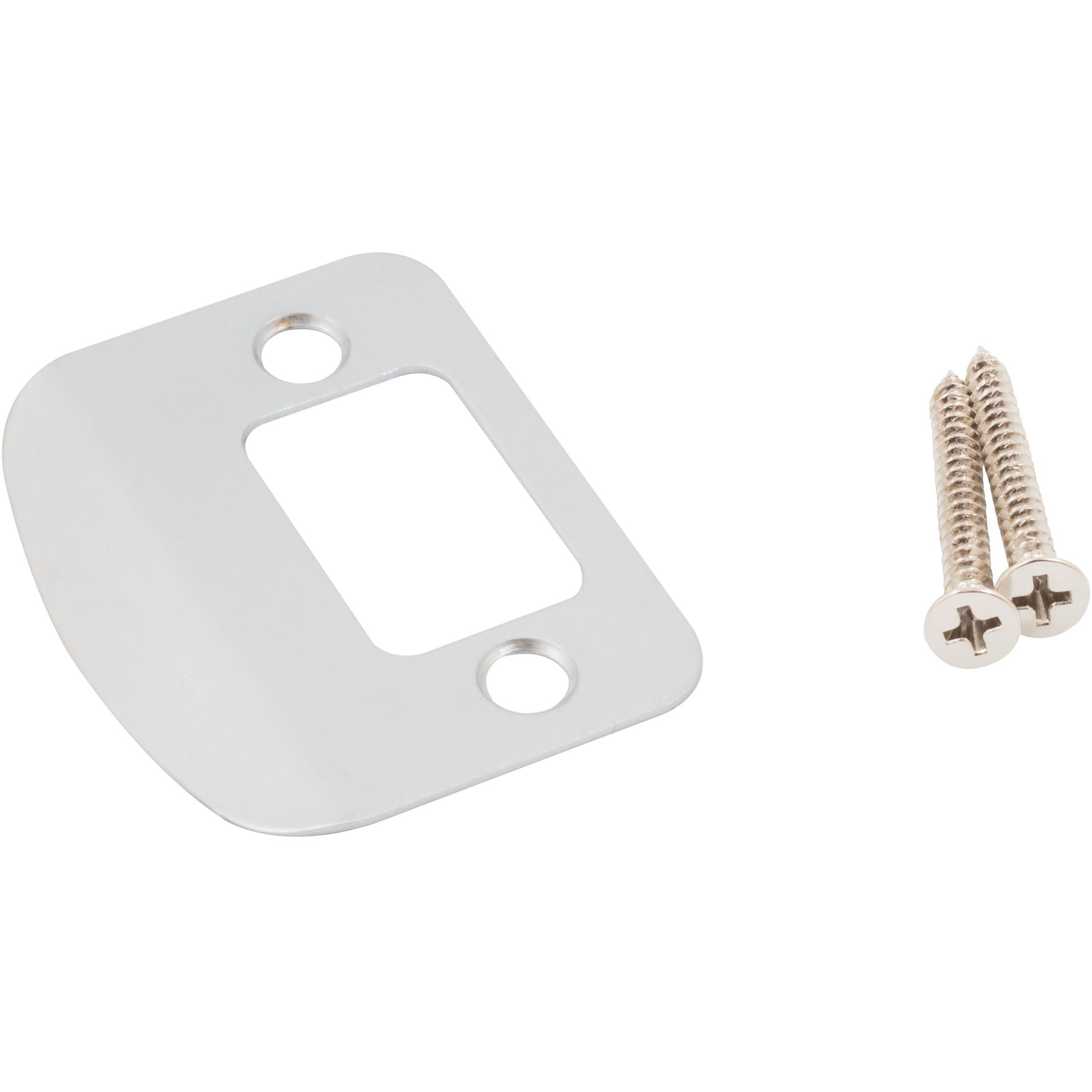 Stone Harbor Hardware Full Lip Round Corner Deadbolt Strike Plate, 2-1/4 Inches, 1-5/8" Center-to-Center, Satin Chrome