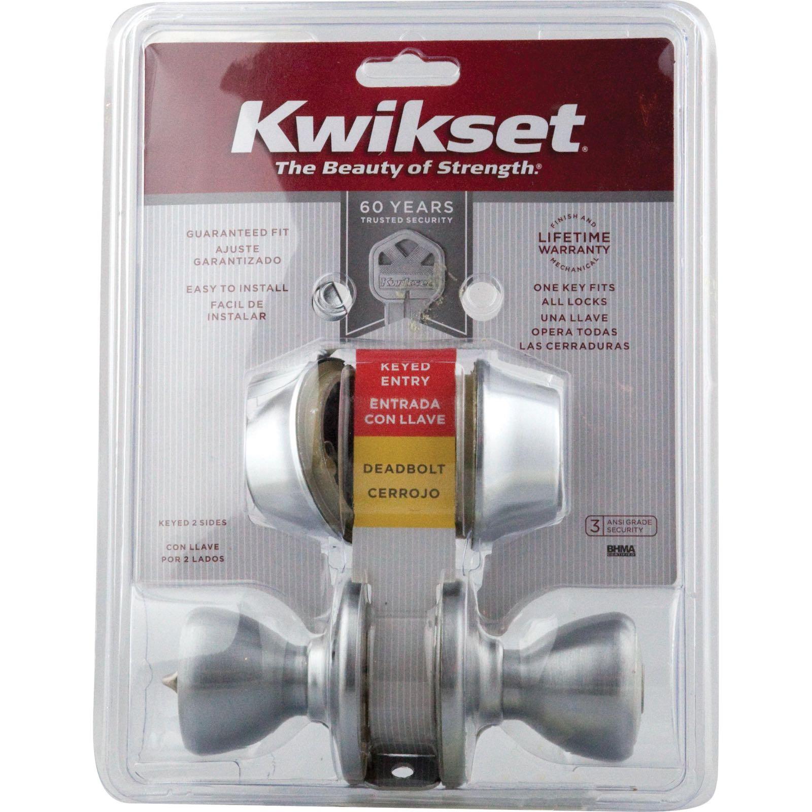 Kwikset 690 Tylo Entry Knob and Single Cylinder Deadbolt Combo 1-Pack, Satin Chrome