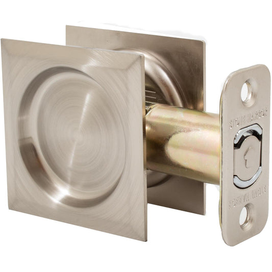 Stone Harbor Hardware Contemporary Square Pocket Door Lock, Passage Function, 2-3/8" Backset, Satin Nickel