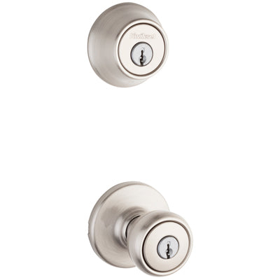 Kwikset 690T 15 K6 CP Tylo Entry Knob and Single Cylinder Deadbolt Combo Pack, Satin Nickel