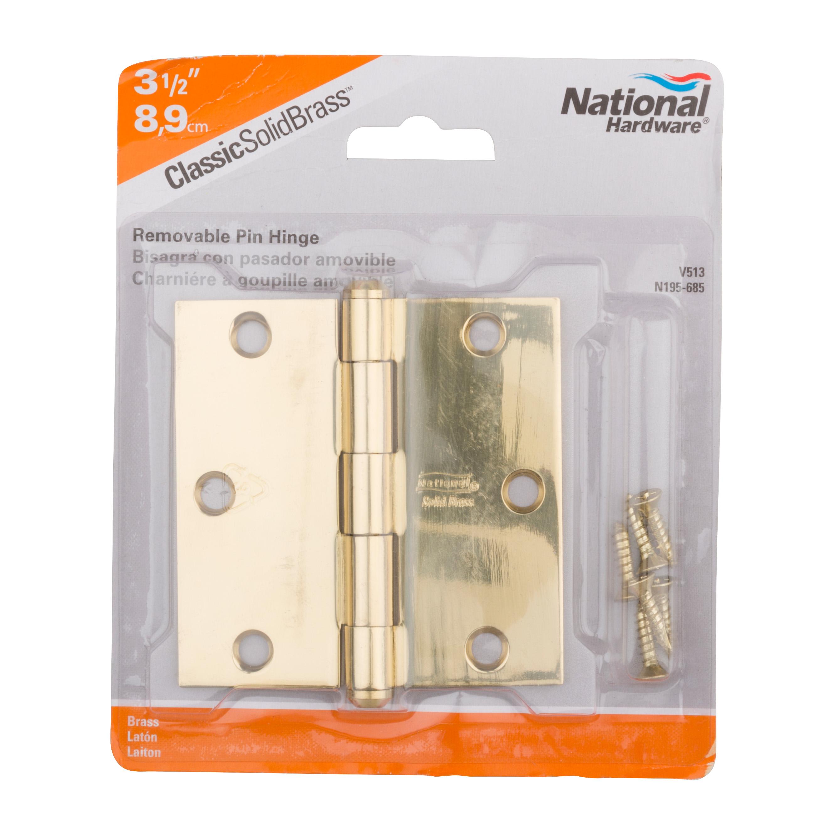 V513 3-1/2" SQR Hinge Solid Brass 1/pk - Polished Brass