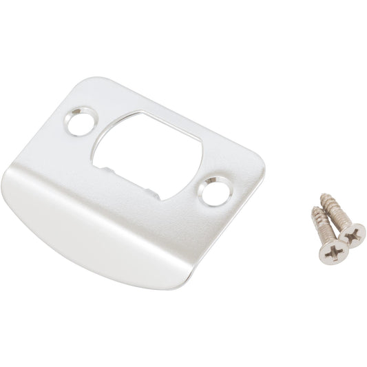 Stone Harbor Hardware Full Lip 1/4" Round Corner Strike Plate, 2-1/4 Inches, 1-5/8" Center-to-Center, Polished Chrome