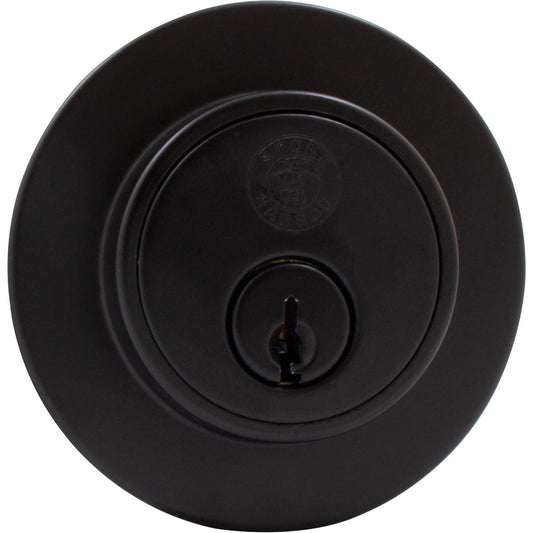 Stone Harbor Hardware Grade 3 Contemporary Round Deadbolt, KW Keyway, Matte Black