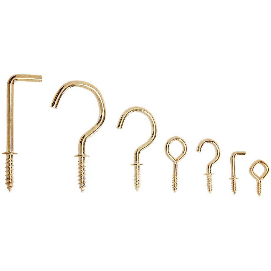 KB2551 Assorted Utility Hooks with 20 lb. Weight Capacity, 125/pk - Polished Brass