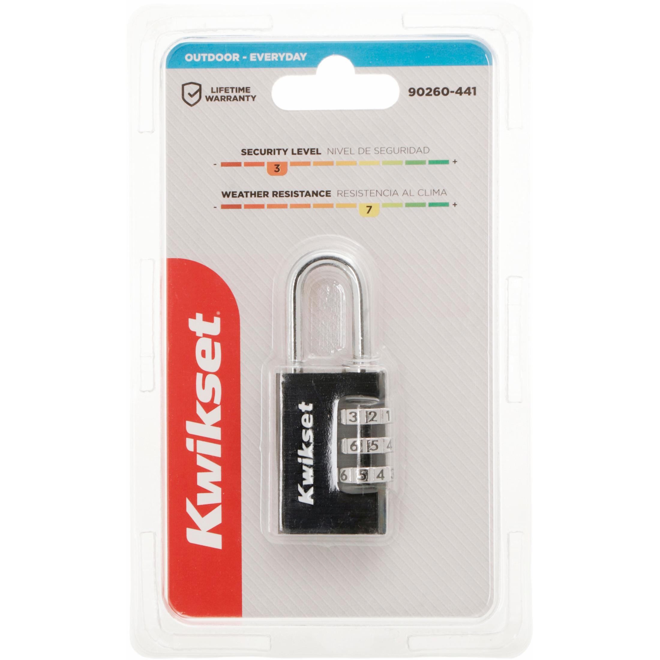 Kwikset 1-1/8" Aluminum Combination Padlock with 1" Shackle, Black
