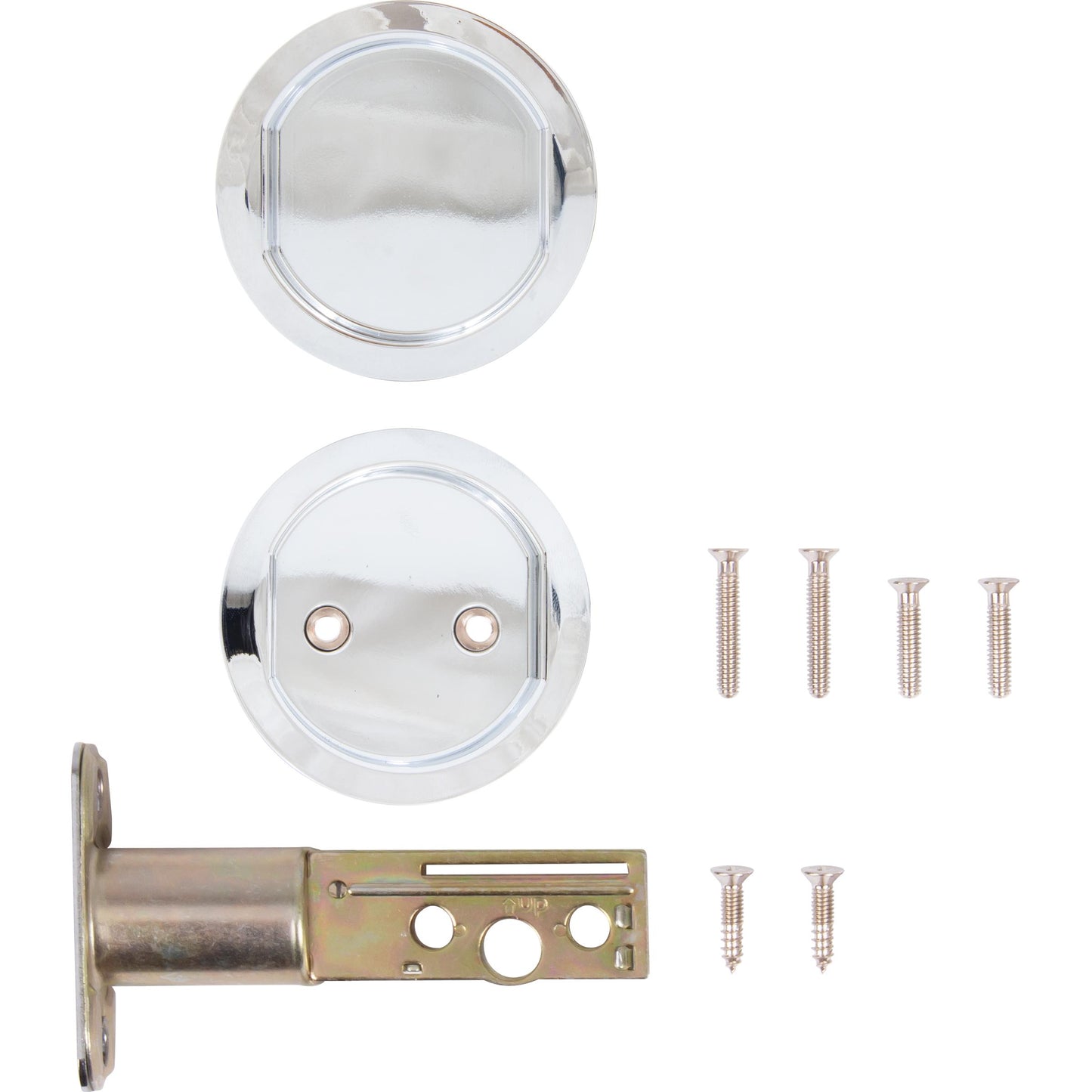 Stone Harbor Hardware Round Pocket Door Lock, Passage Function, 2-3/4" Backset, Polished Chrome