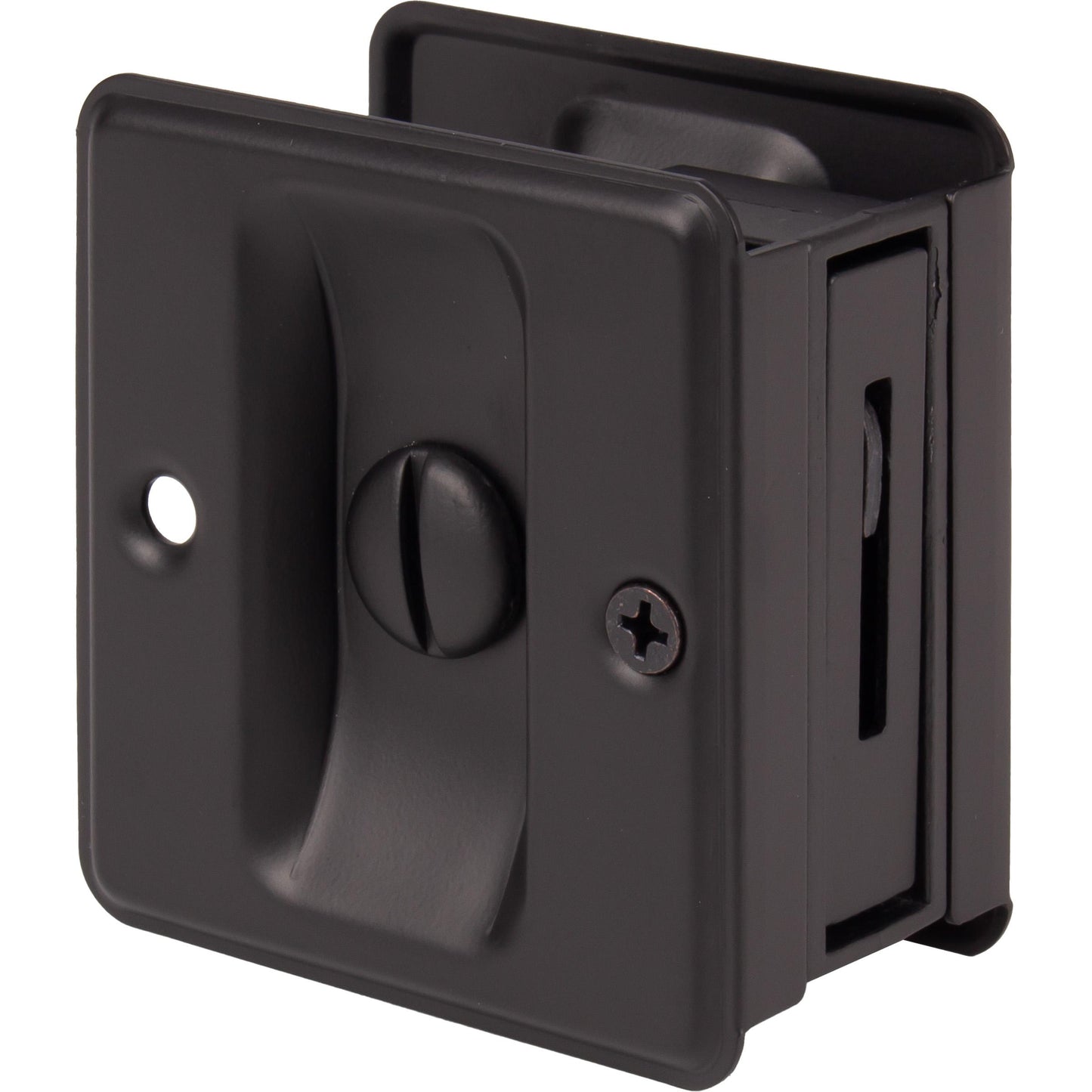 Stone Harbor Hardware Square Pocket Door Lock, Privacy Function, Matte Black