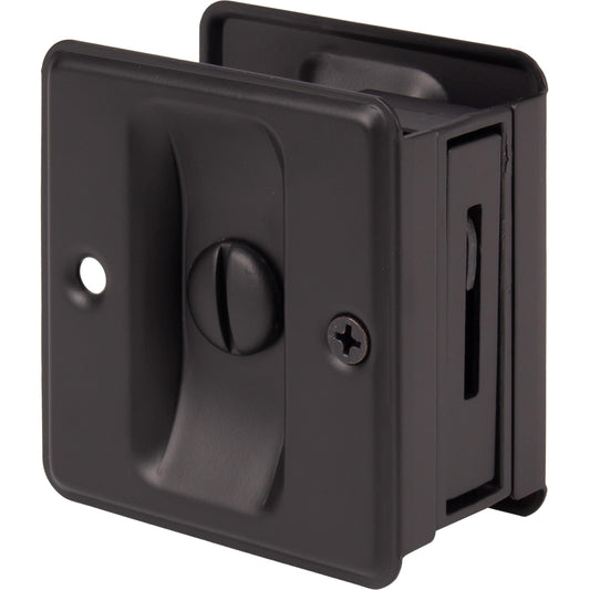 Stone Harbor Hardware Square Pocket Door Lock, Privacy Function, Matte Black