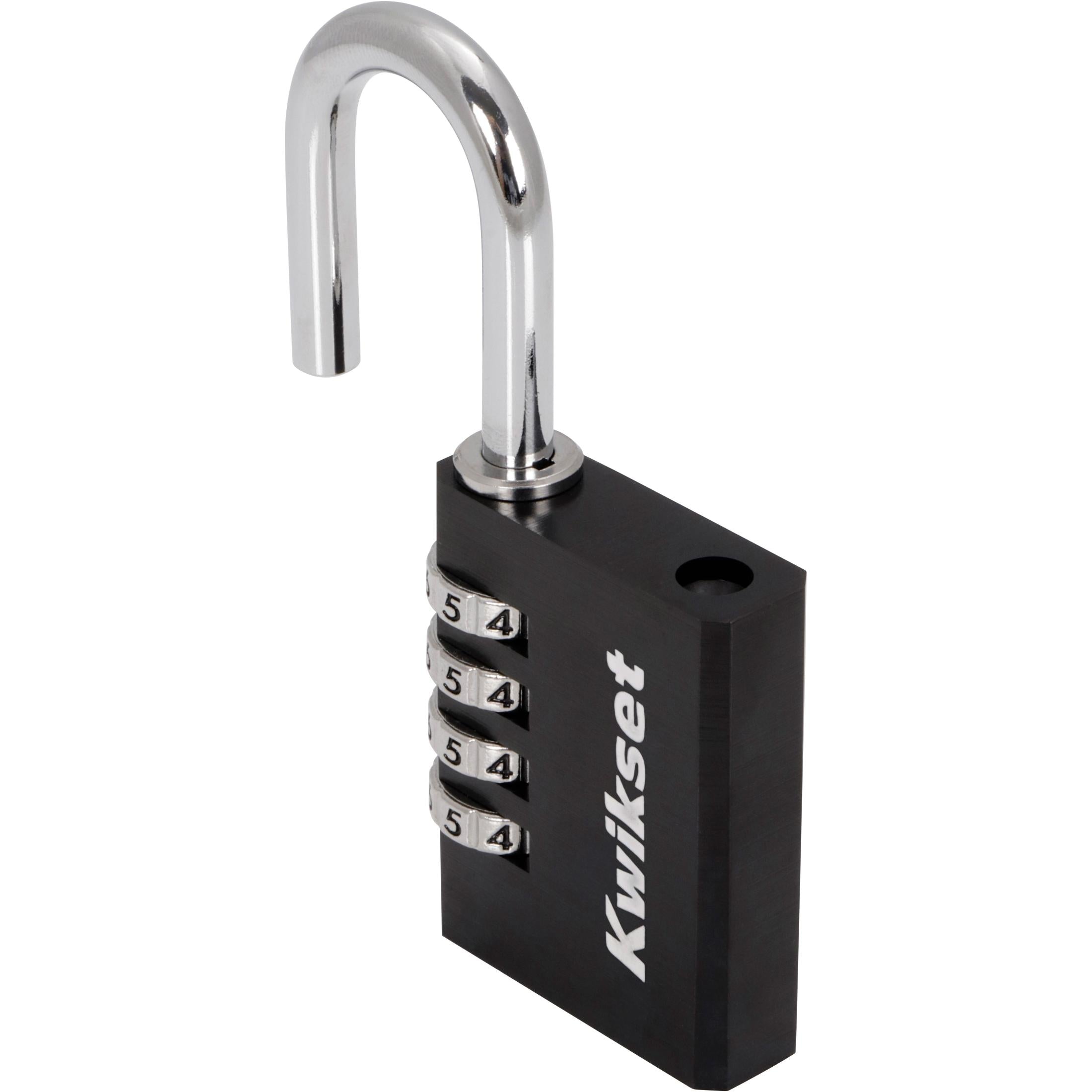 Kwikset 1-1/2" Aluminum Combination Padlock with 1-3/16" Shackle, Black