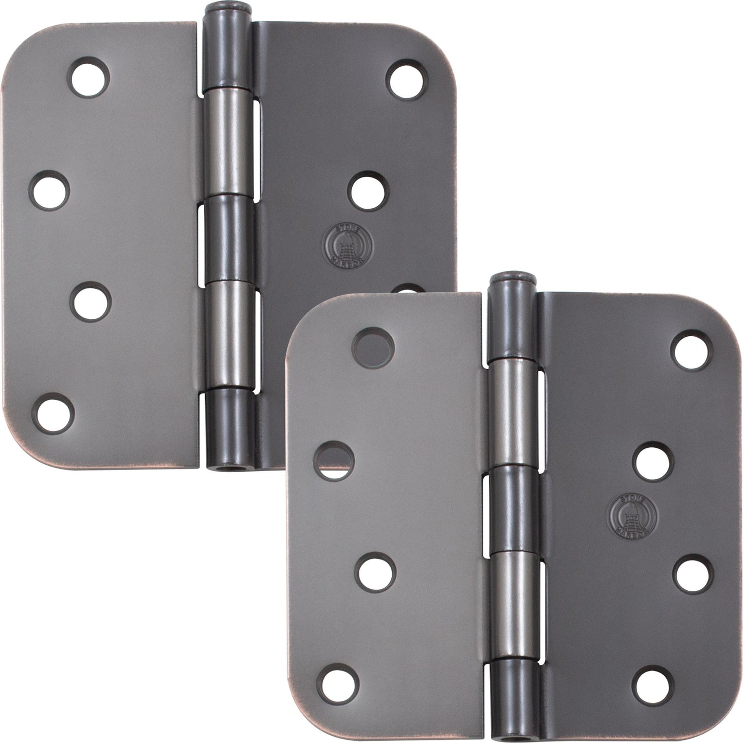 Stone Harbor Hardware 4" Door Hinges, 5/8" Radius Corner, Vintage Bronze, 2-Pack