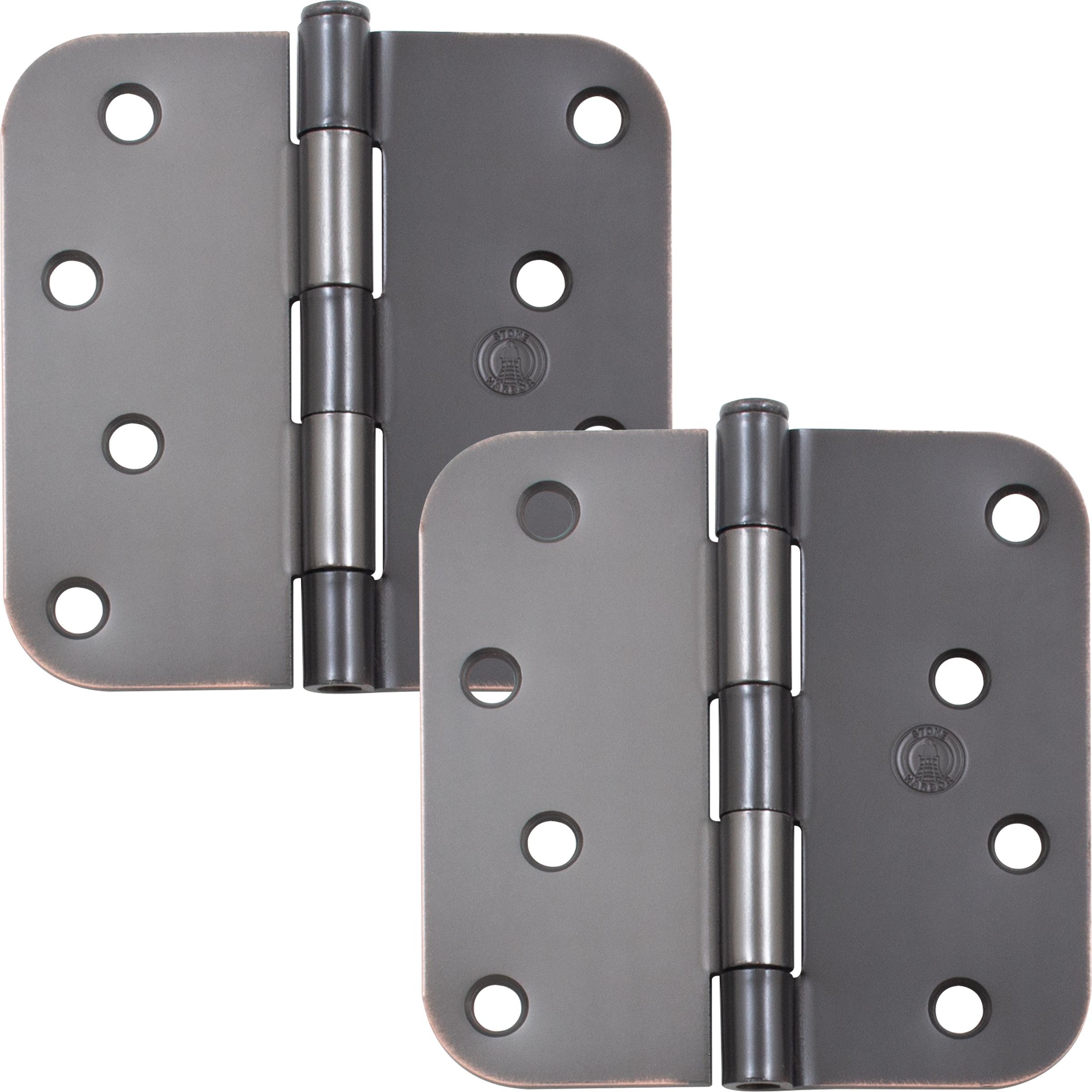 Stone Harbor Hardware 4" Door Hinges, 5/8" Radius Corner, Vintage Bronze, 2-Pack