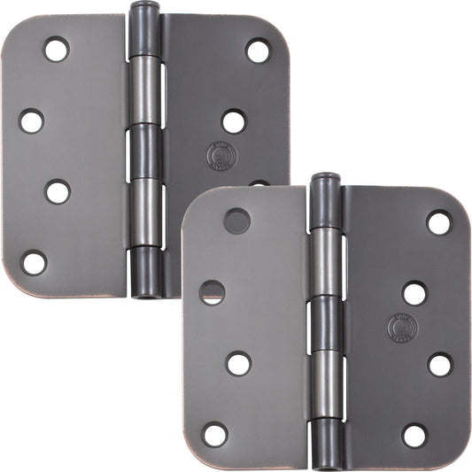 Stone Harbor Hardware 4" Door Hinges, 5/8" Radius Corner, Vintage Bronze, 2-Pack