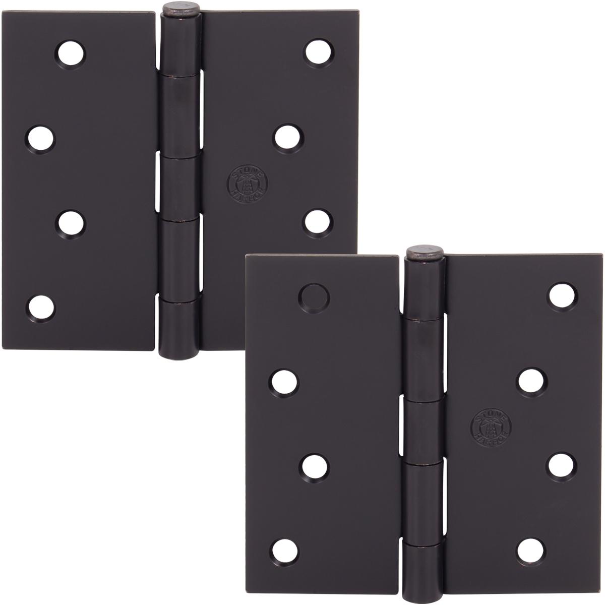 Stone Harbor Hardware 4" Door Hinges, Square Corner, Oil-Rubbed Bronze, 2-Pack
