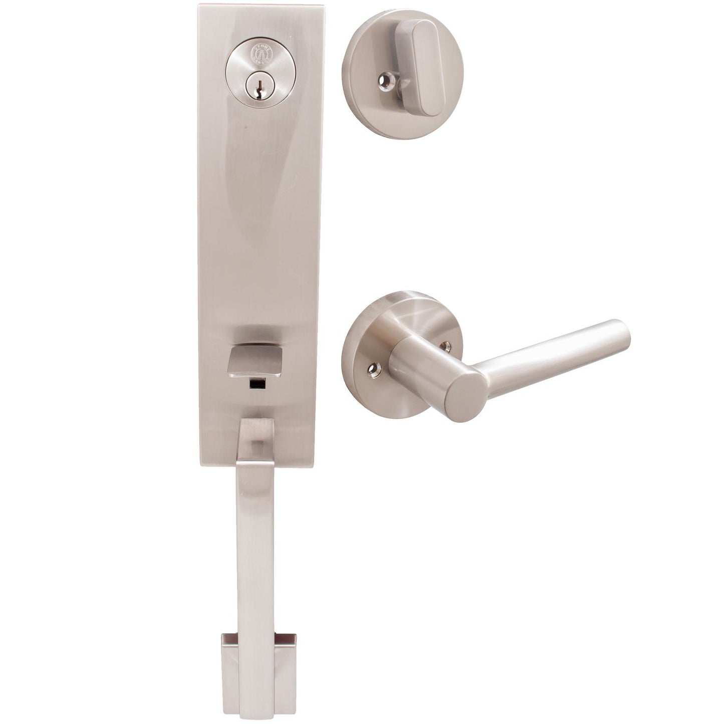 Stone Harbor Hardware Munich Handleset, Zurich Interior Trim, SC Keyway, Satin Nickel