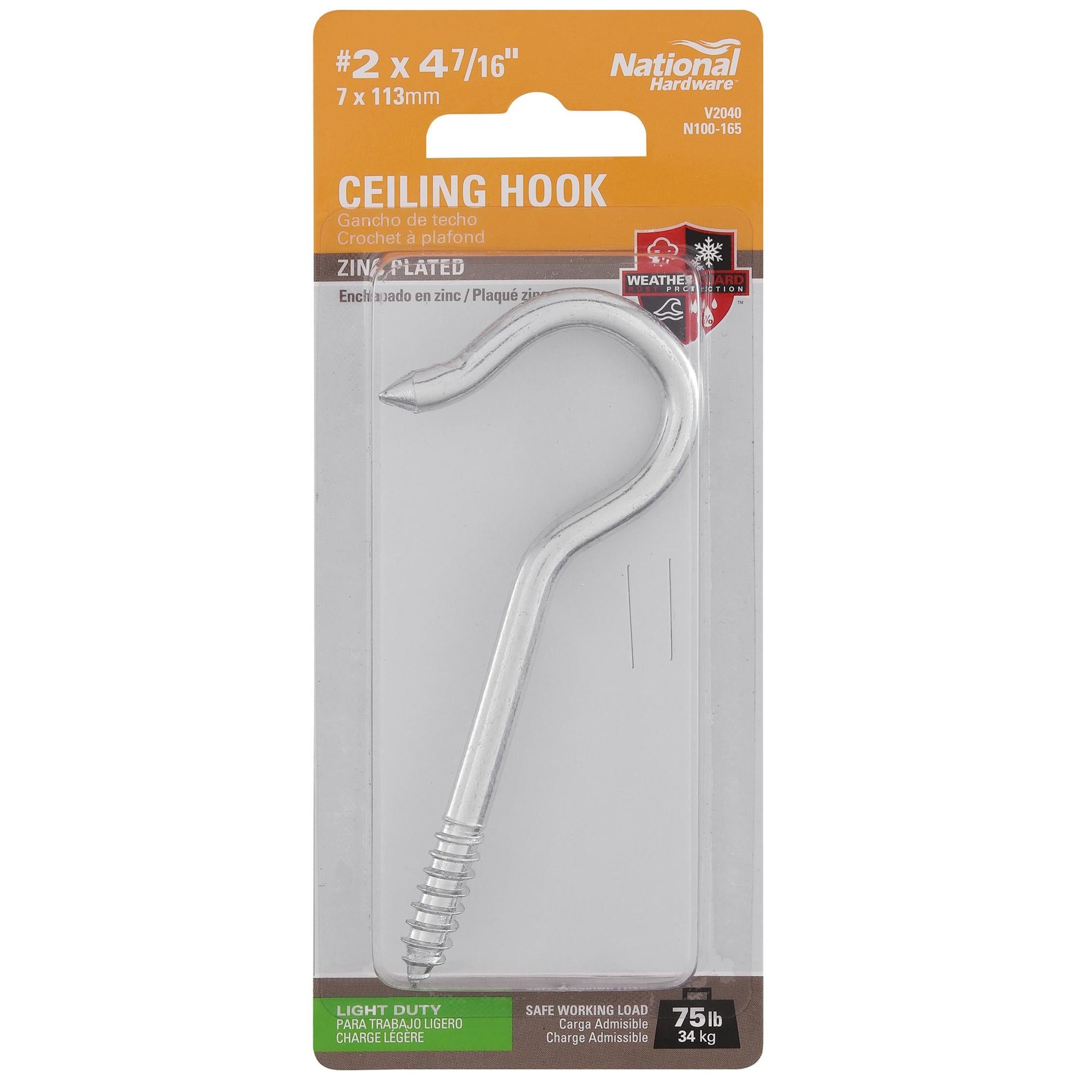 National Hardware -N100-165 V2040 #2, 4-7/16" Ceiling Hooks in Zinc Plated