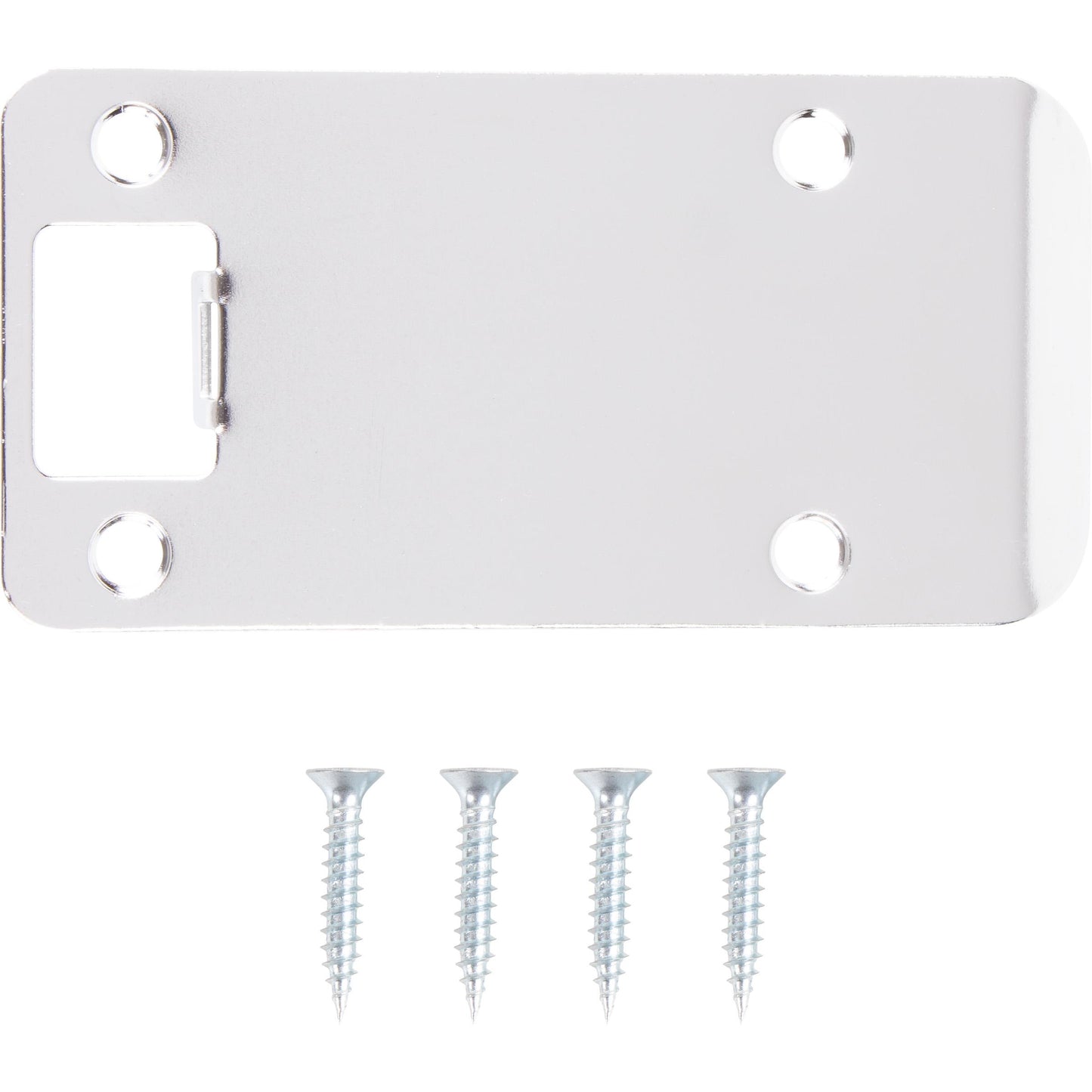 Stone Harbor Hardware Round Corner Extended Lip Strike Plate, 2-1/4" x 4", (4-1/2" Overall Length), Polished Chrome