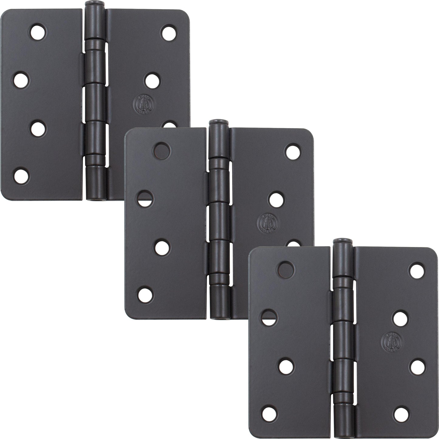 Stone Harbor Hardware 4" Ball-Bearing Door Hinges, 1/4" Radius Corner, Matte Black, 3-Pack