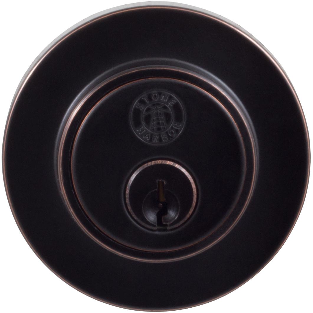 Stone Harbor Hardware Grade 3 Contemporary Round Deadbolt, KW Keyway, Vintage Bronze