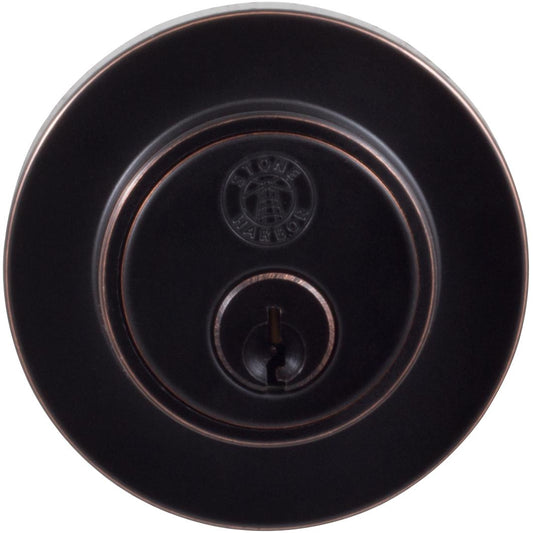 Stone Harbor Hardware Grade 3 Contemporary Round Deadbolt, KW Keyway, Vintage Bronze