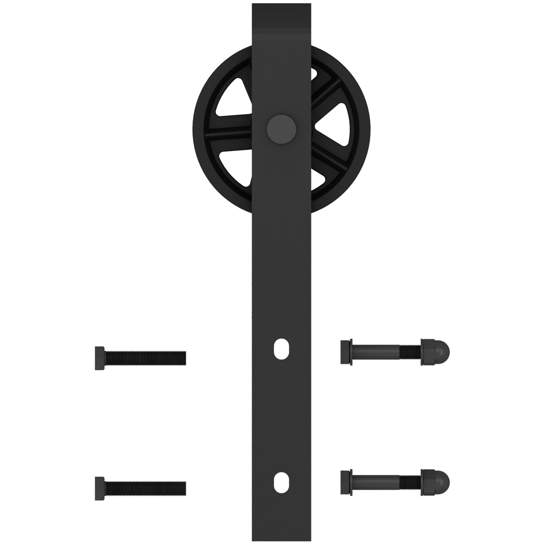 Stone Harbor Hardware Wagon Wheel Strap Hanger with Fasteners (No Track), Matte Black