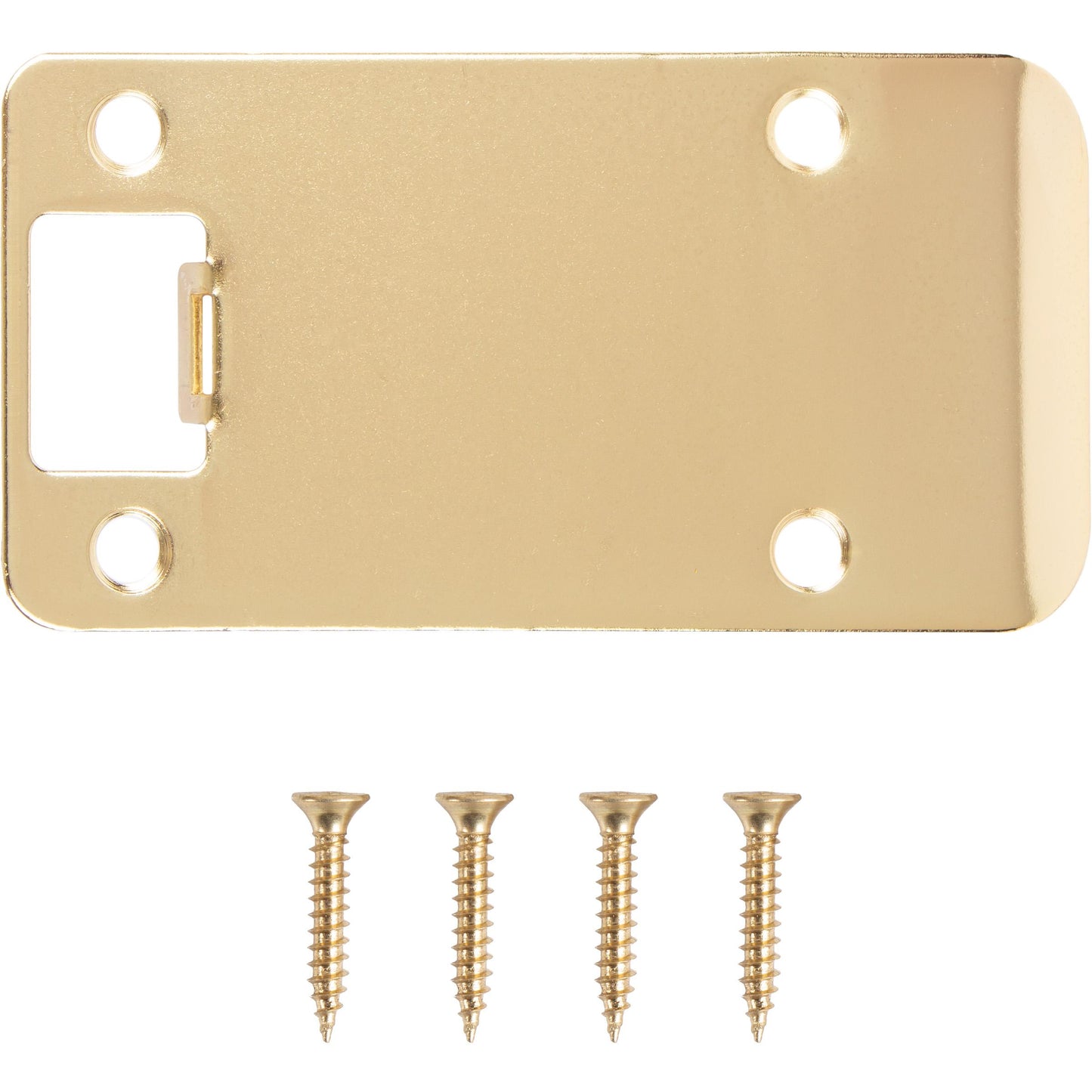 Stone Harbor Hardware Round Corner Extended Lip Strike Plate, 2-1/4" x 4", (4-1/2" Overall Length), Polished Brass