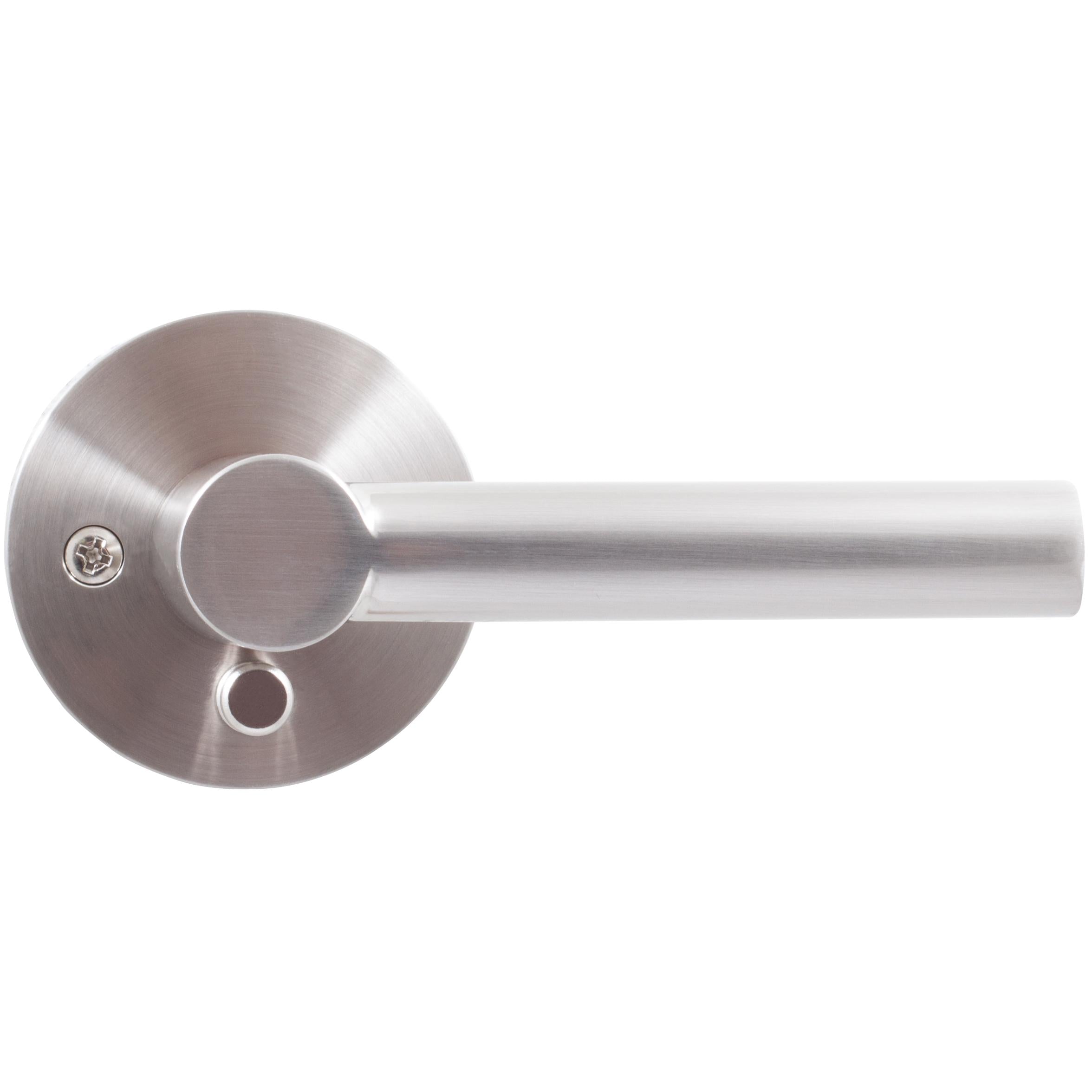 Stone Harbor Hardware Zurich Door Lever with Round Rosette, Privacy (Bed/Bath) Latch, Satin Nickel