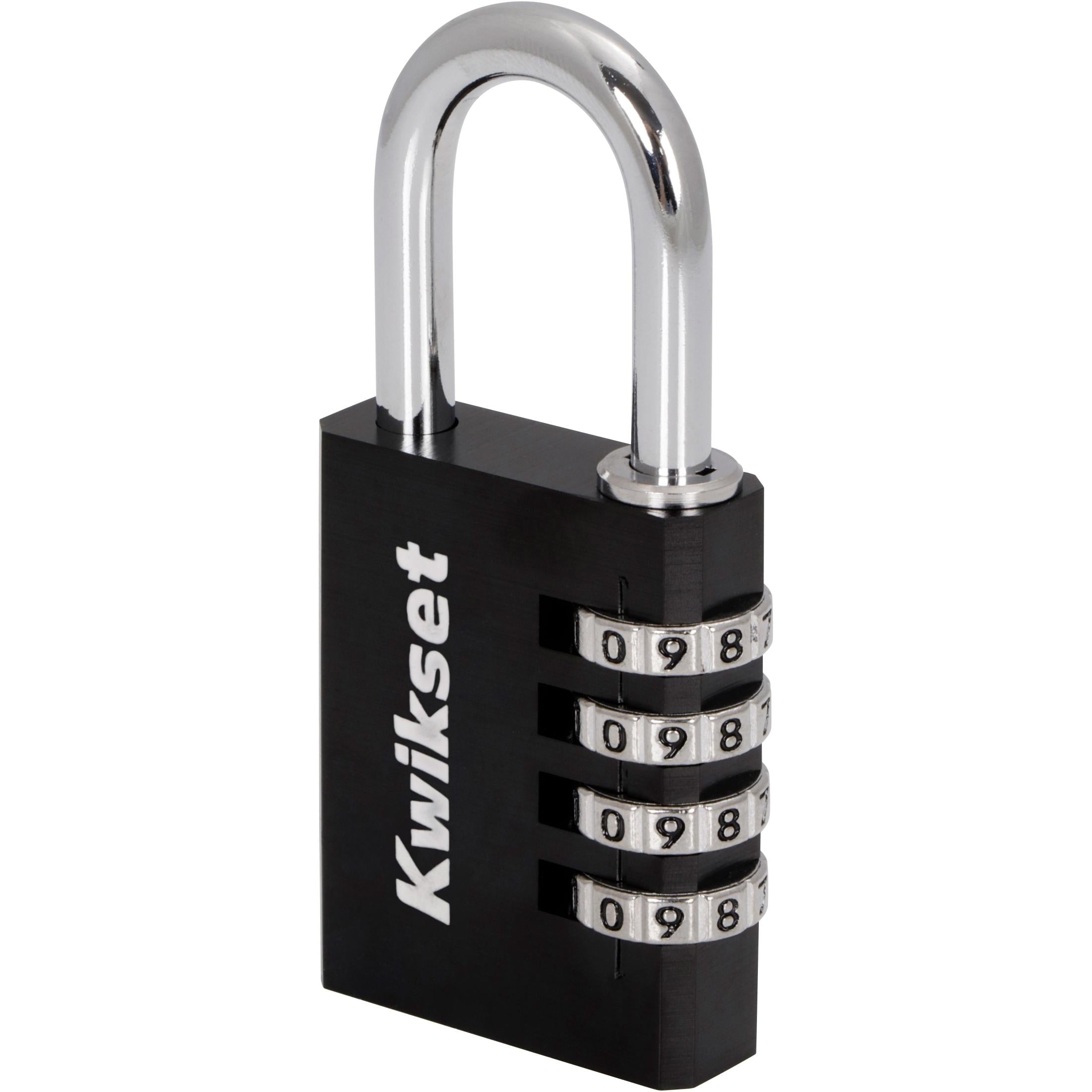 Kwikset 1-1/2" Aluminum Combination Padlock with 1-3/16" Shackle, Black
