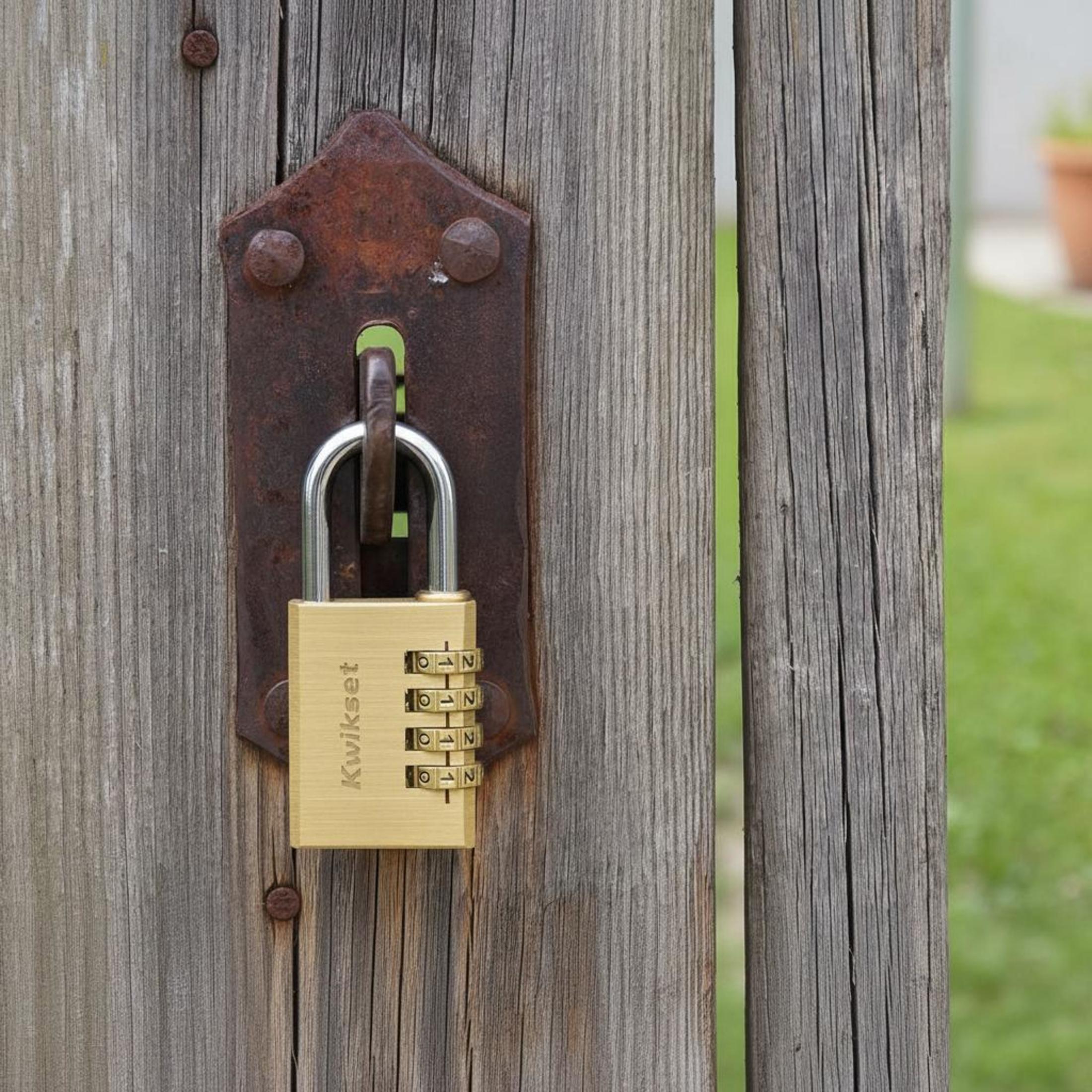 Kwikset 1-1/2" Brass Combination Padlock with 1-3/16" Shackle