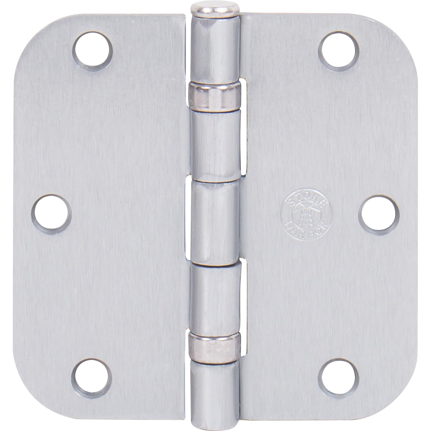 Stone Harbor Hardware 3-1/2" Ball-Bearing Door Hinges, 5/8" Radius Corner, Satin Chrome, 3-Pack