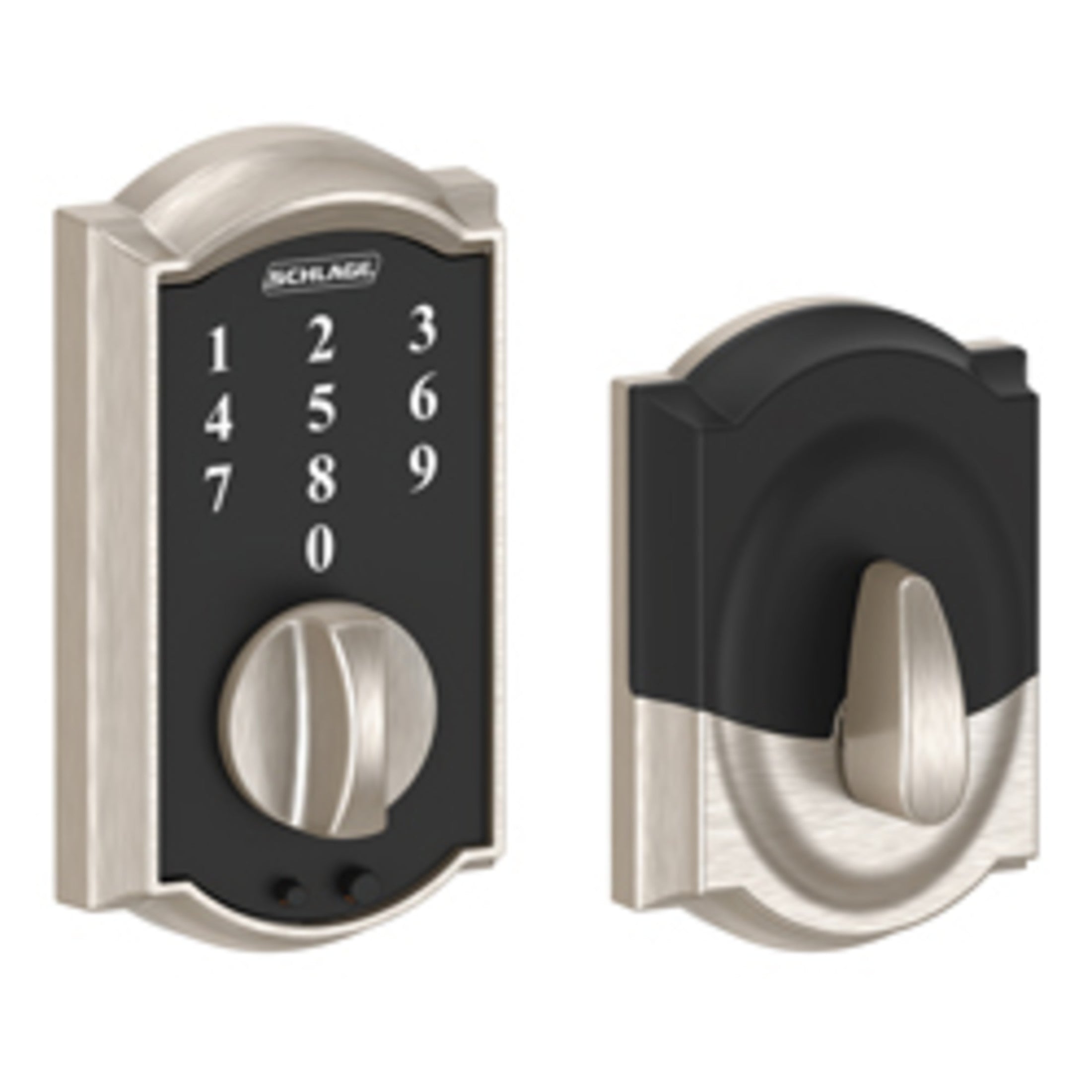 BE375CAM619 12-321 10-116  Camelot Touch Keyless Deadbolt - Satin Nickel