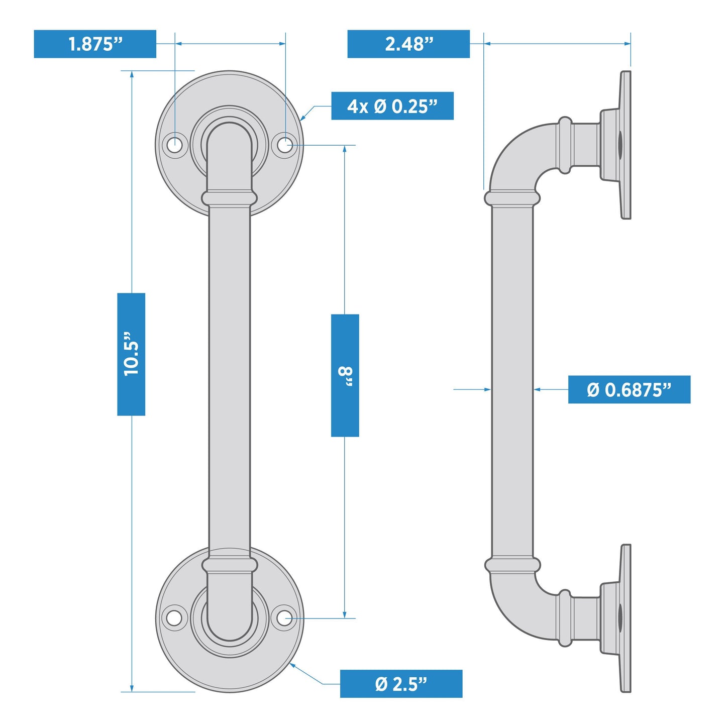 National Hardware - V1119 Industrial Pipe Handle - Black