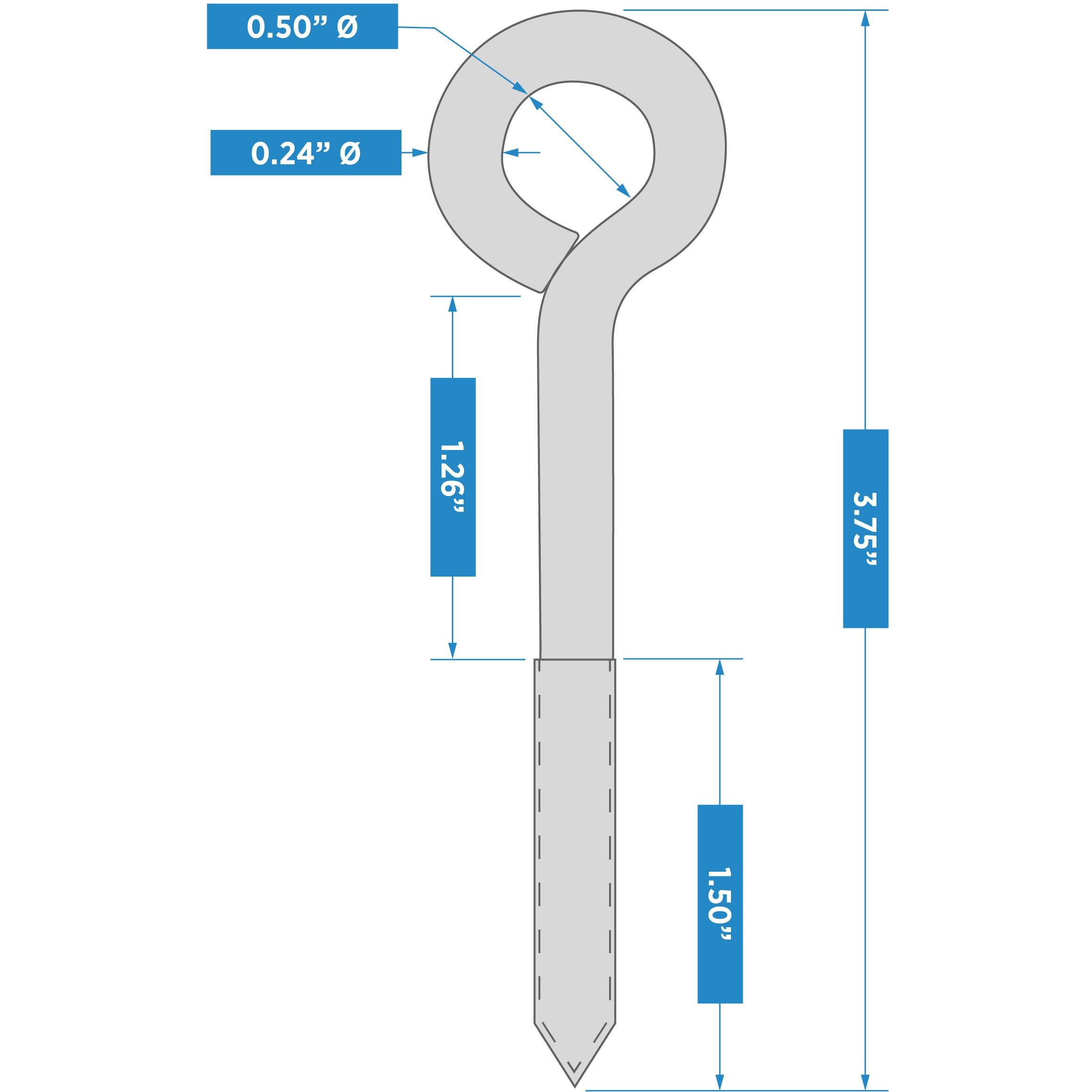 2151BC 1/4" x 3-3/4" Lag Screw Eye - Stainless Steel