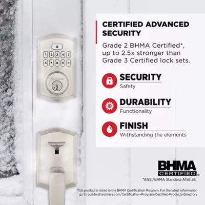 260 TRL 15 SMT RBP RCALFD Traditional SmartCode Keypad Deadbolt - Satin Nickel