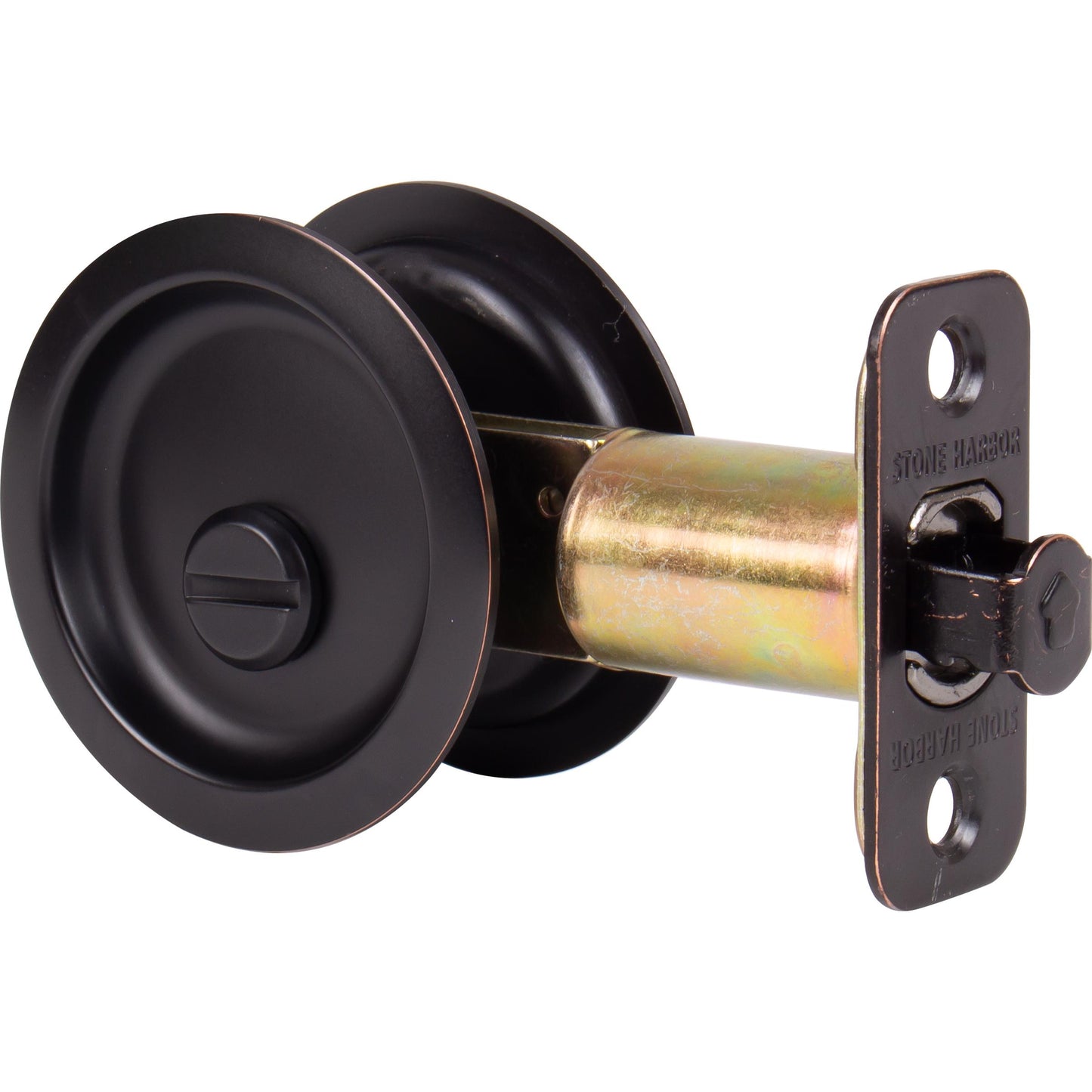 Stone Harbor Hardware Round Pocket Door Lock, Privacy Function, 2-3/4" Backset, Vintage Bronze