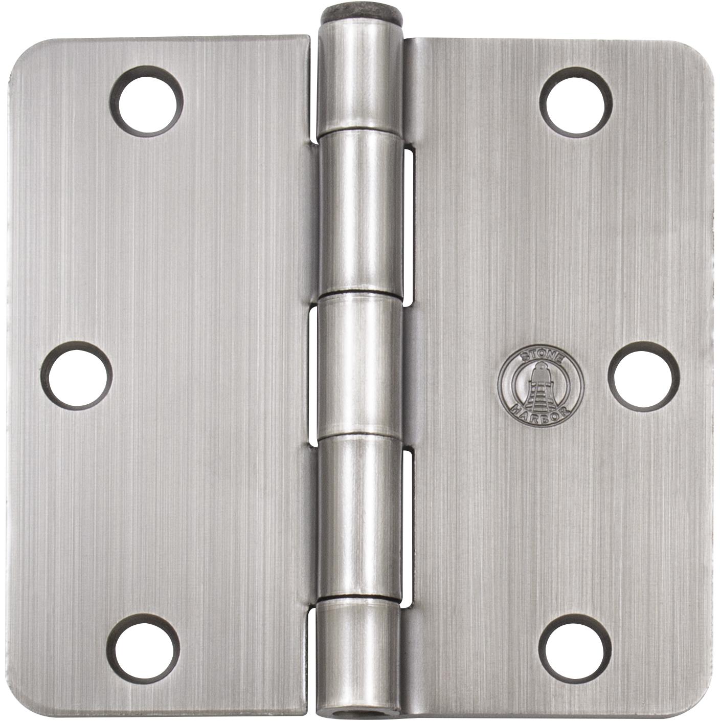 Stone Harbor Hardware 3-1/2" Door Hinges, 1/4" Radius Corner, Antique Nickel, 2-Pack