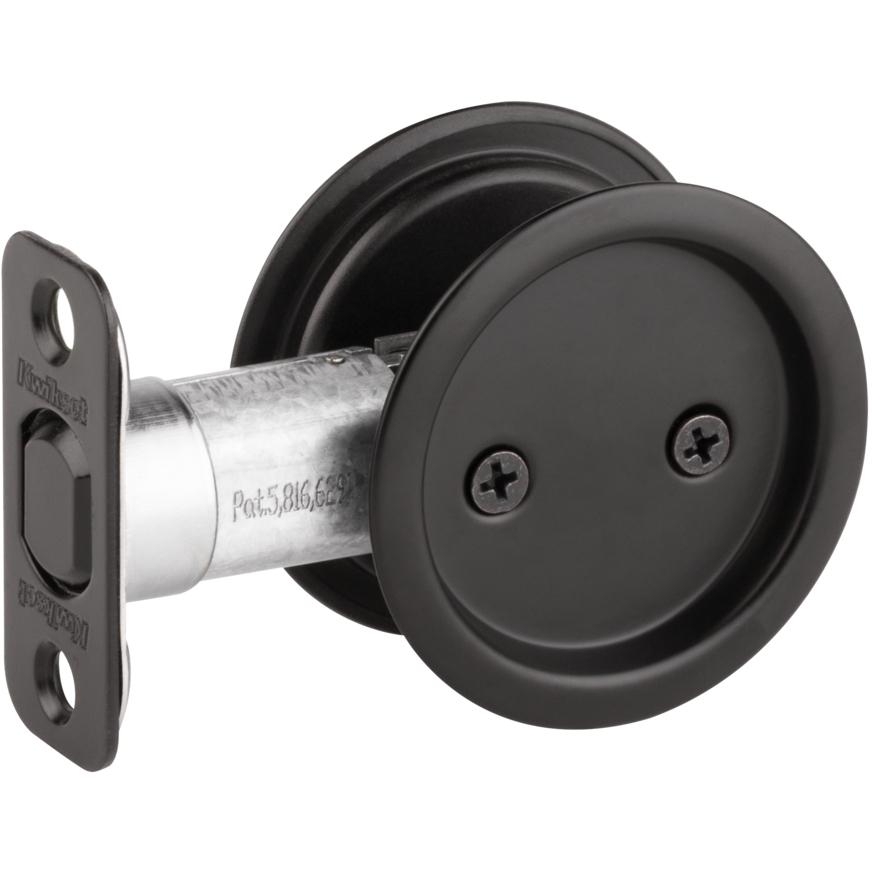 334x514 Round Pocket Door Lock Passage - Matte Black