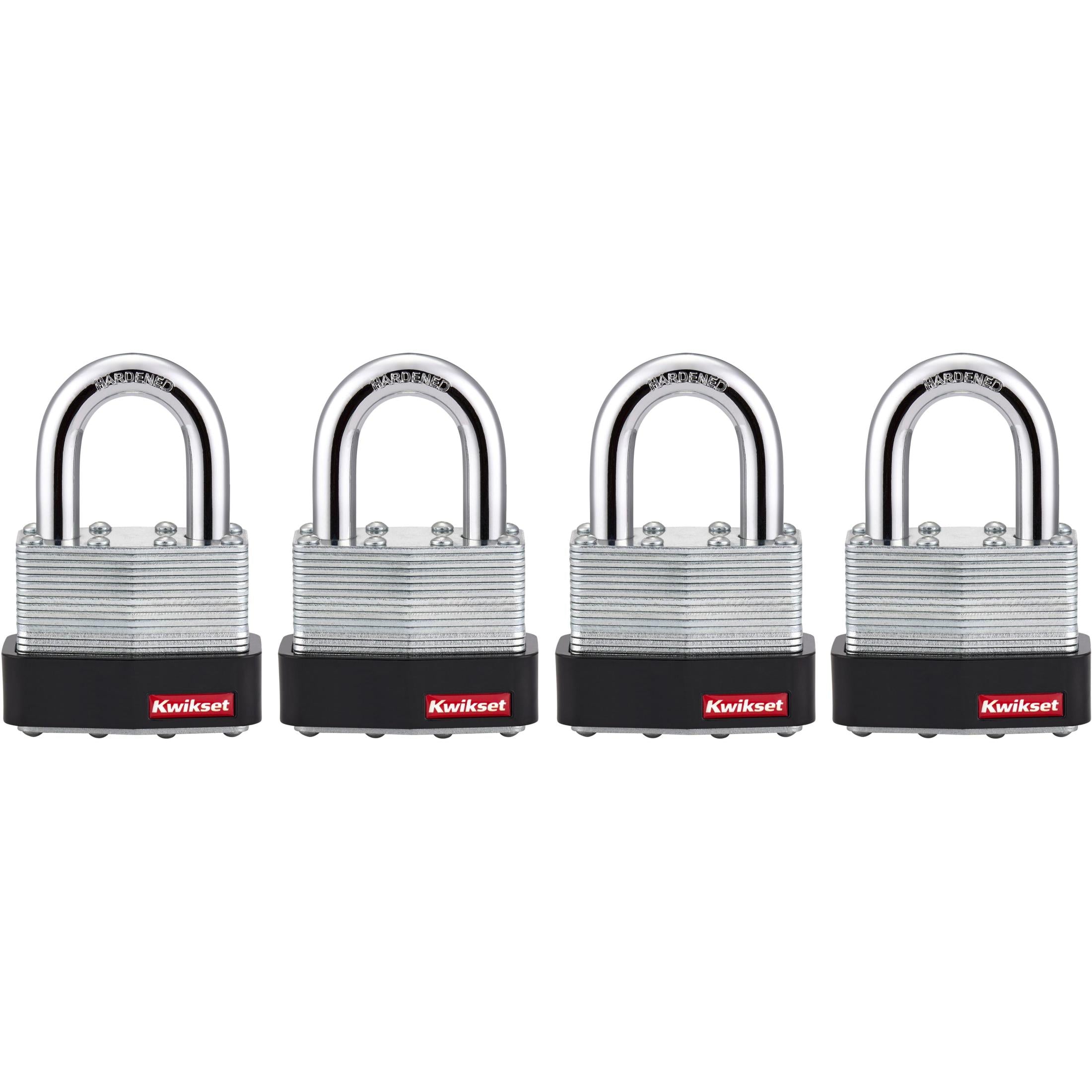 Kwikset 2" Laminated Padlock KA with 1-1/8" Shackle, 4-Pack