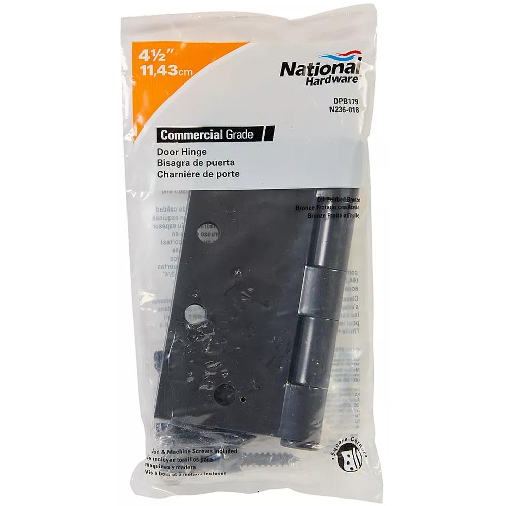 National Hardware - DPB179 4-1/2" SQR Standard Weight Hinge - Oil-Rubbed Bronze